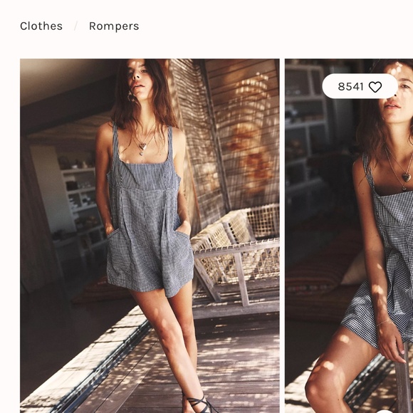 Free people plaid Billie romper - Picture 2 of 4